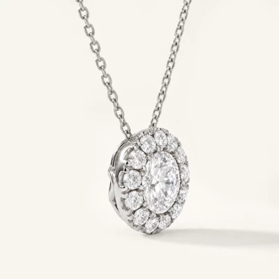 Round Lab Diamond Halo Necklace